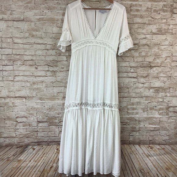 Baltic Born Rayna Deep V White Maxi Dress XL Wedding Boho Festival Fairy - Picture 3 of 12